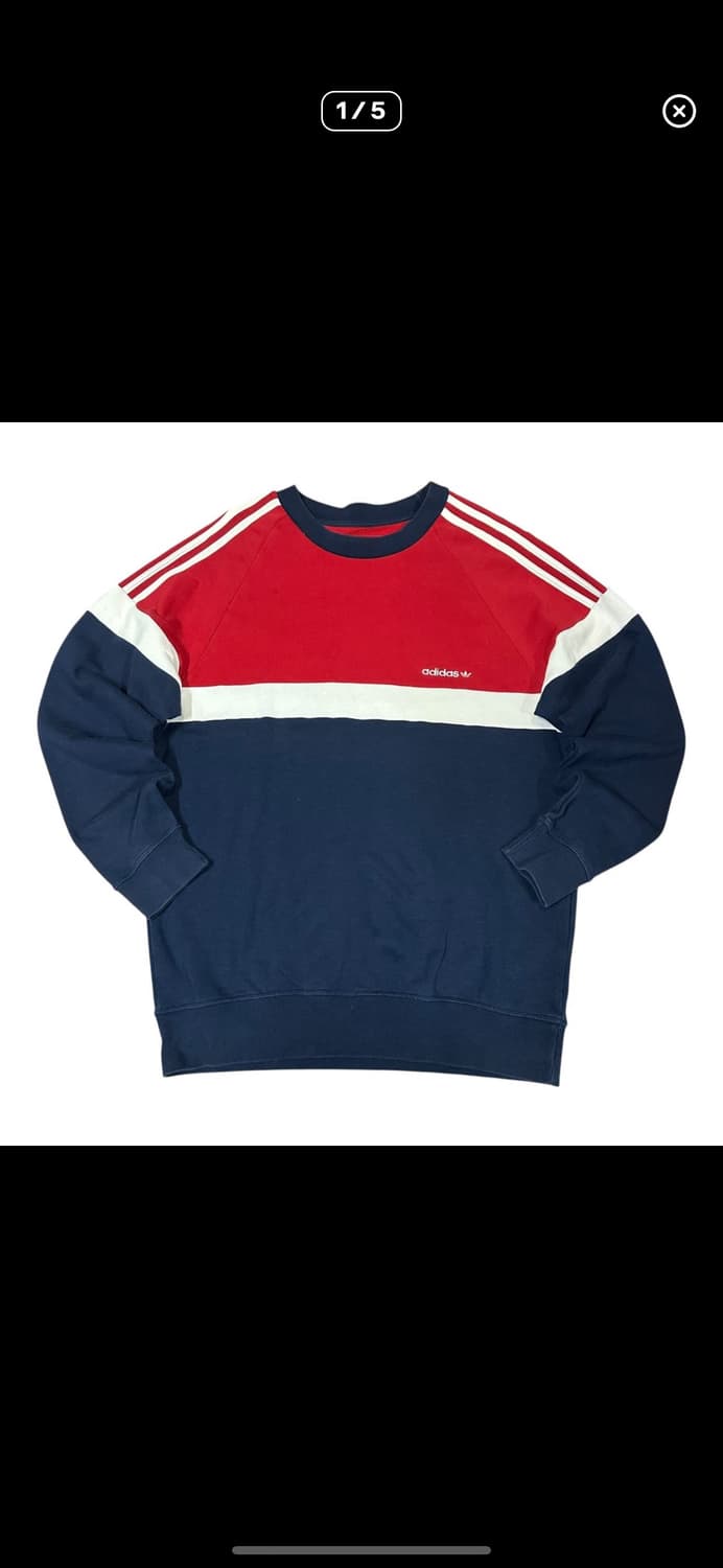  (바배) 아디다스 레드 네이비 배색 맨투맨 상품이미지1