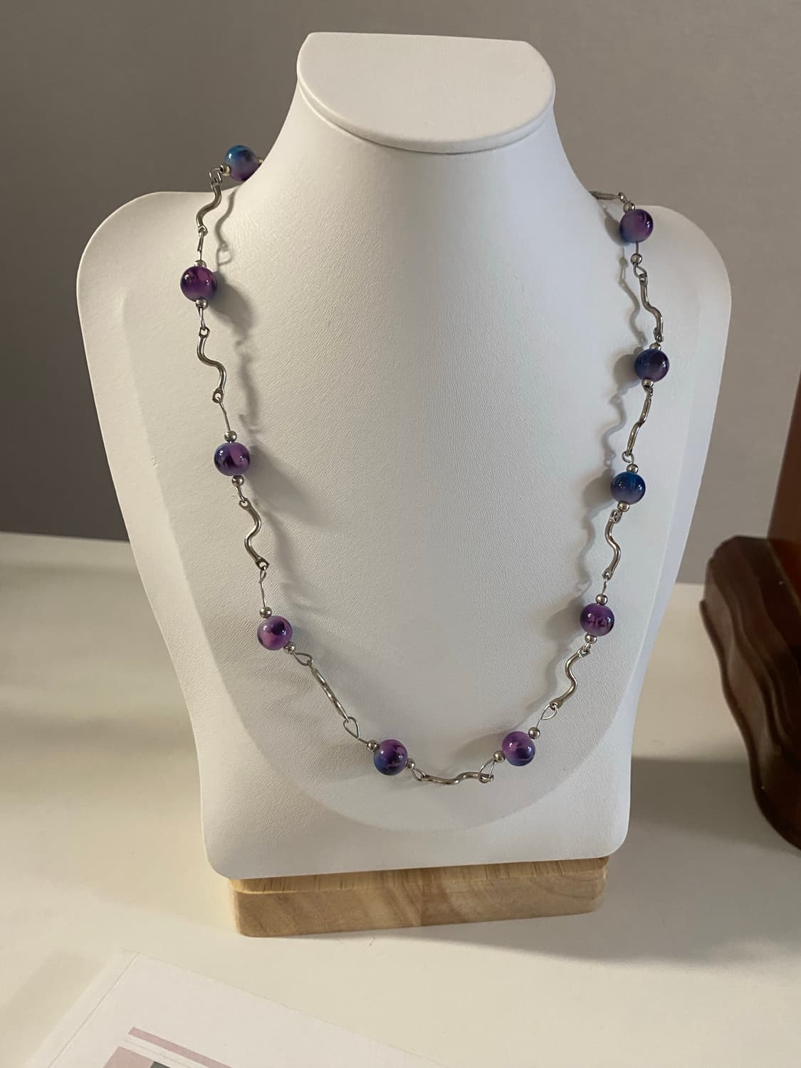 빈티지 퍼플 블루 구슬 목걸이 상품이미지2