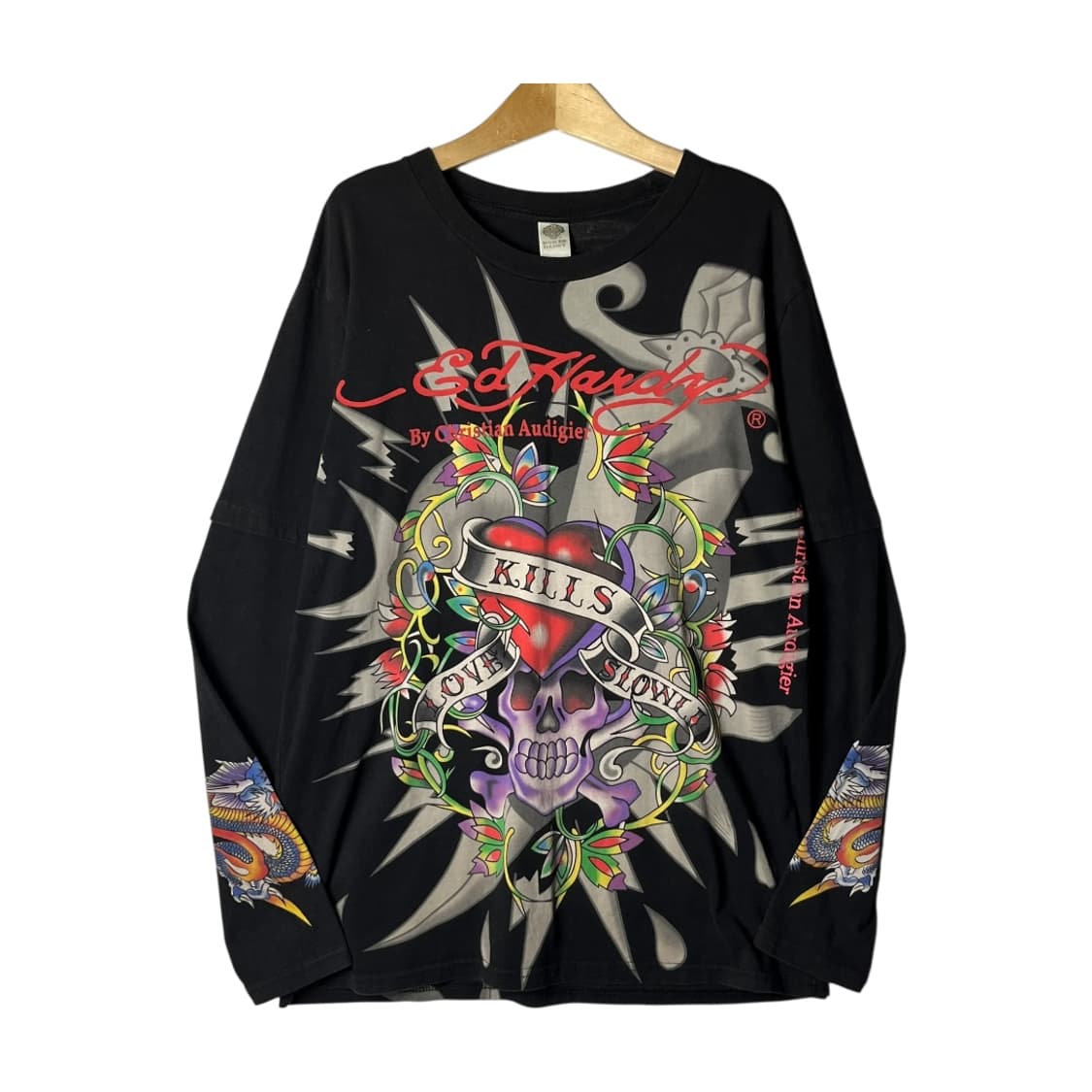 [Ed Hardy] 에드하디 스컬프린팅 레이어드 롱 슬리브 상품이미지1