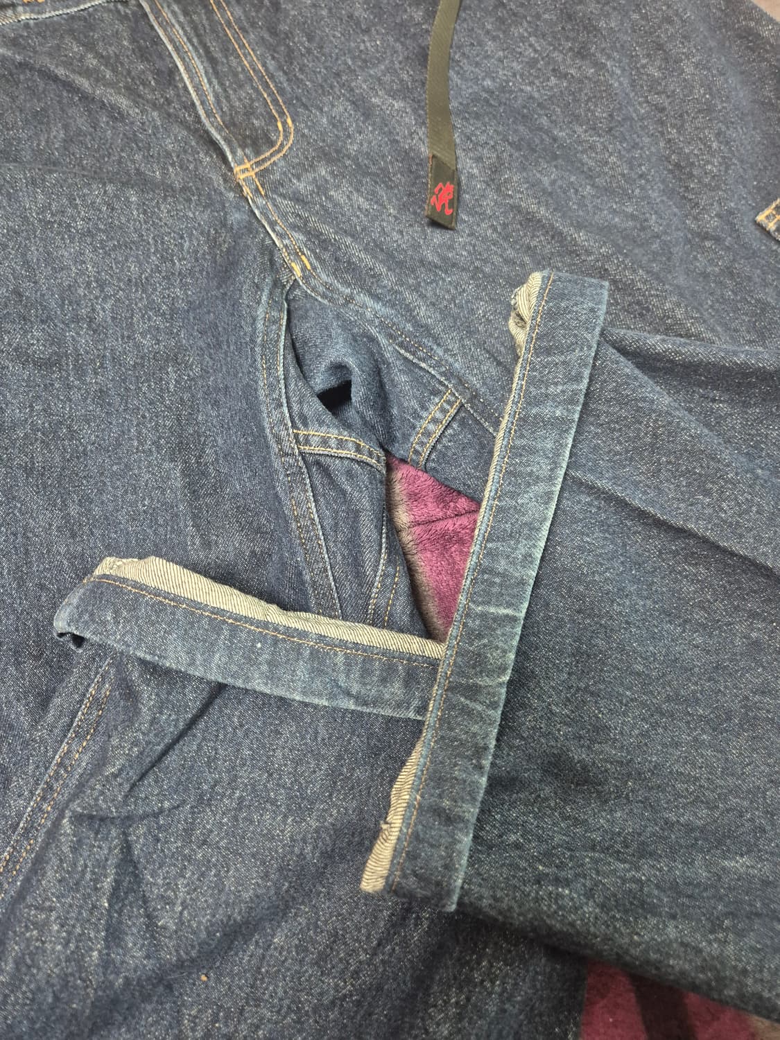 (34~38)그라미치 락 슬라이드 와이드 데님 다크 인디고 상품이미지3