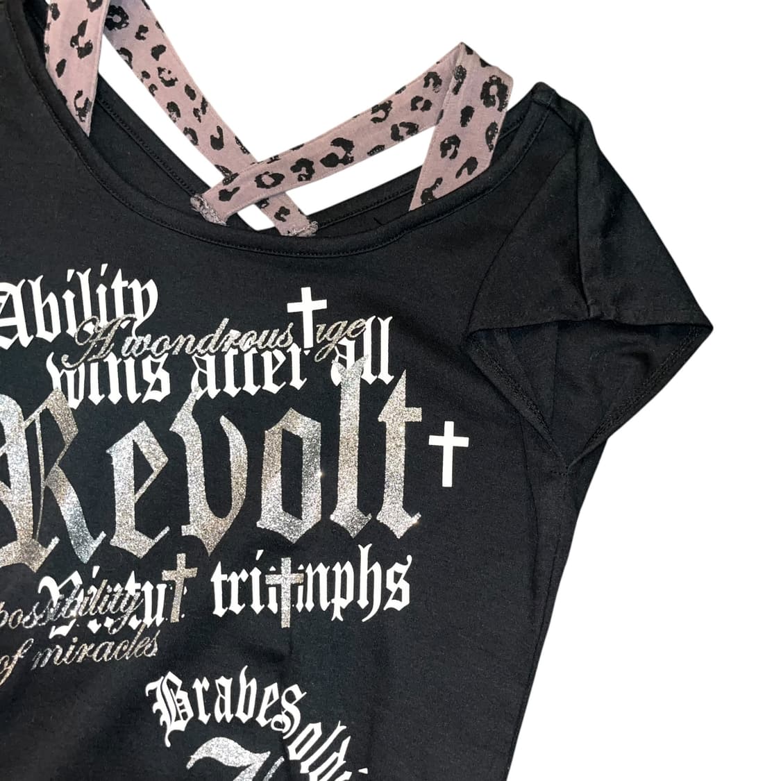 호피 레이어드 셔링 반팔티 갸루y2k펑크 상품이미지2