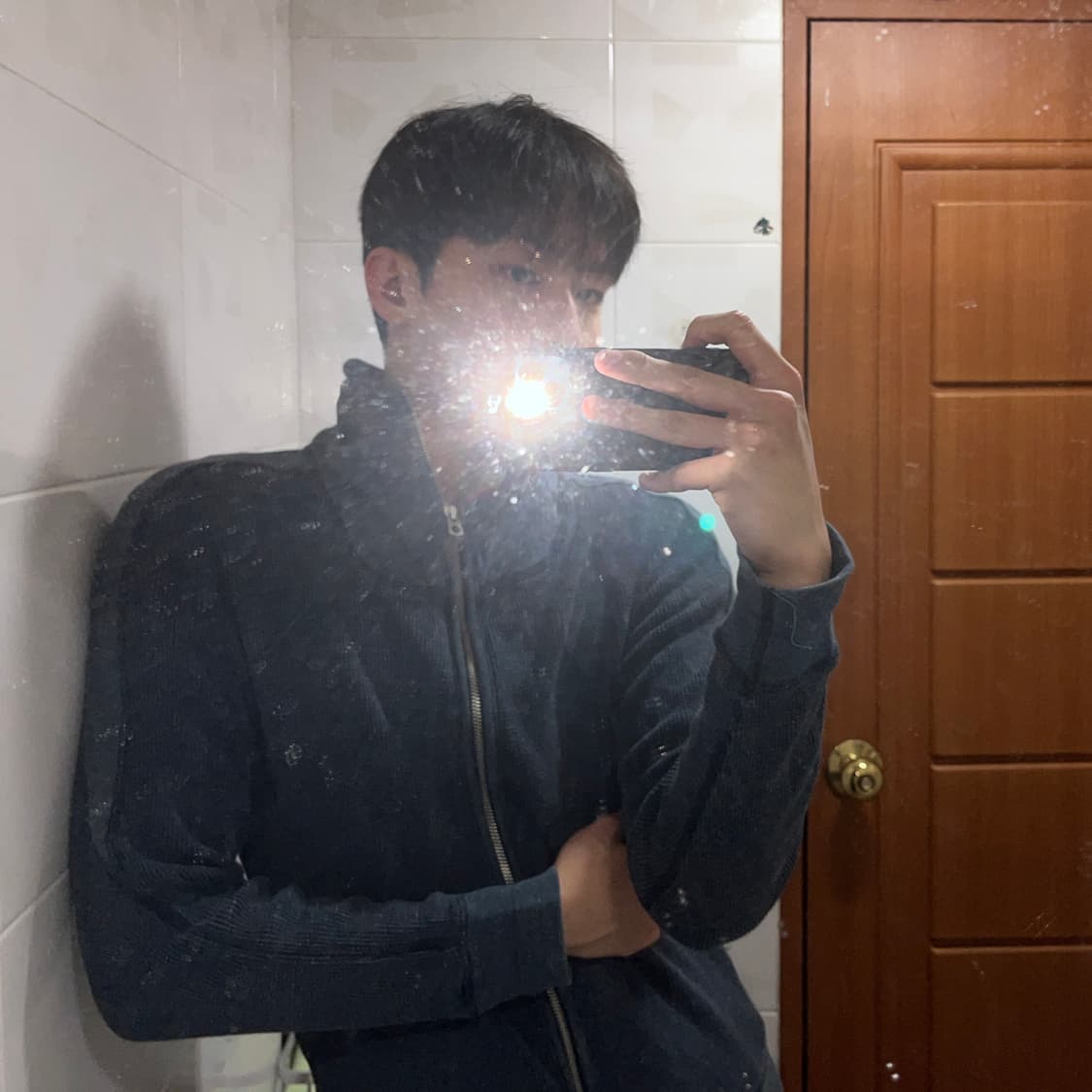 Diesel 머슬핏 와플 하이넥 니트 집업 상품이미지1