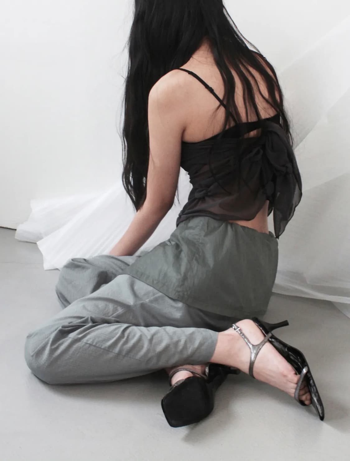 Overlay Stripe Pants - Gray mix 상품이미지2