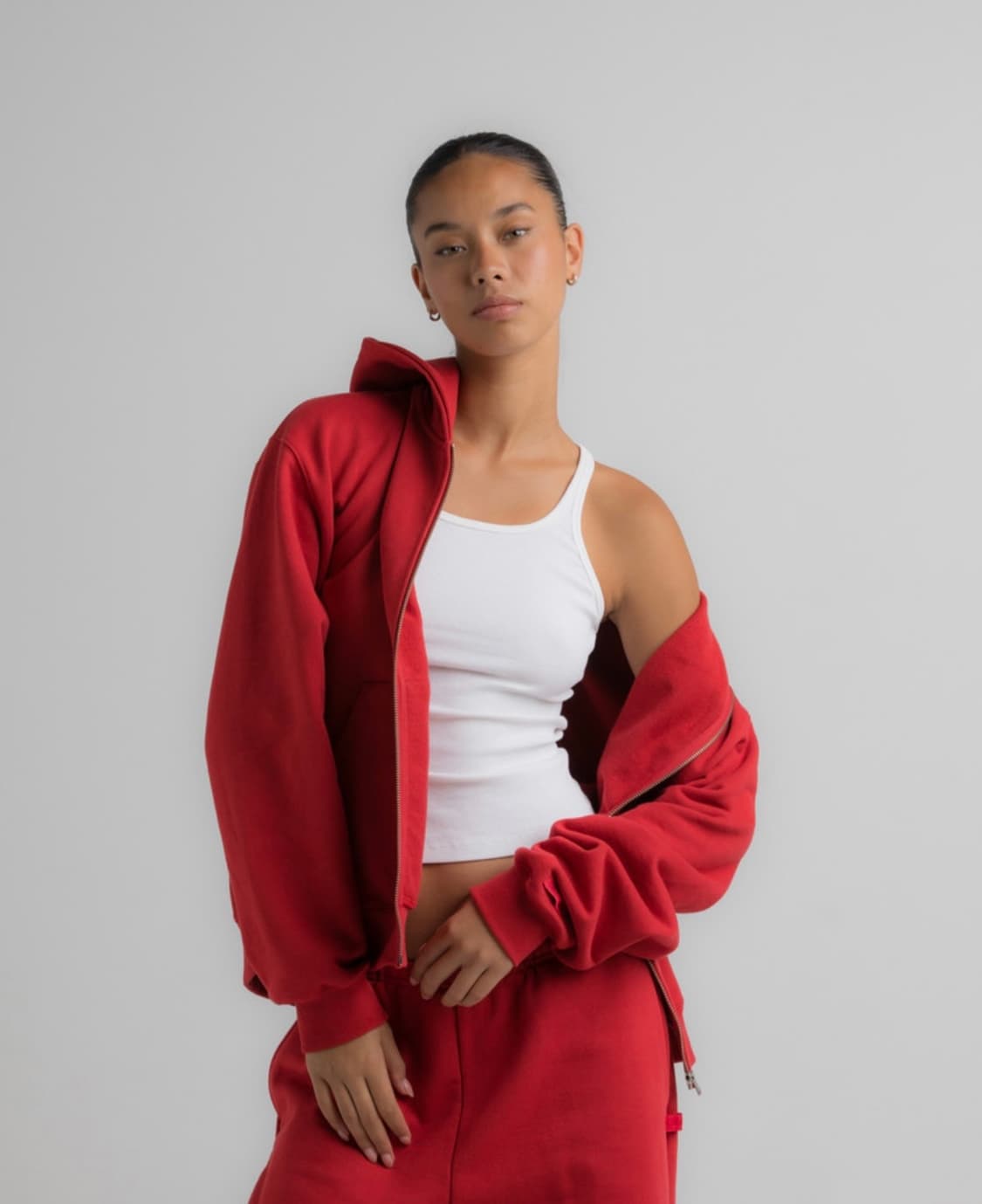 Boyfriend Hoodie Zip-Up(Red) 상품이미지4