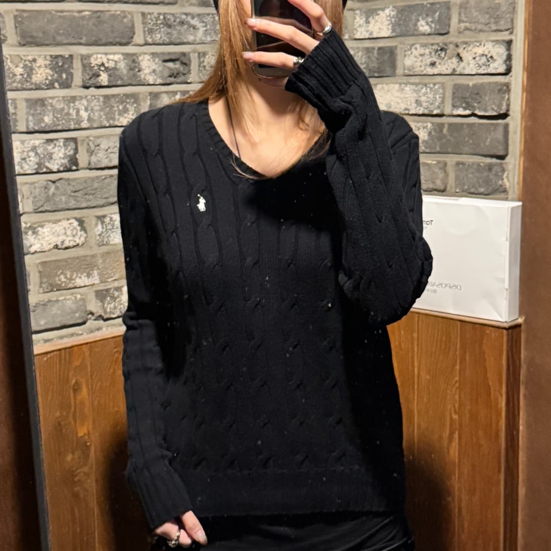 L) 폴로 랄프로렌 케이블 꽈배기 브이넥 니트 신형 큐알탭 상품이미지9