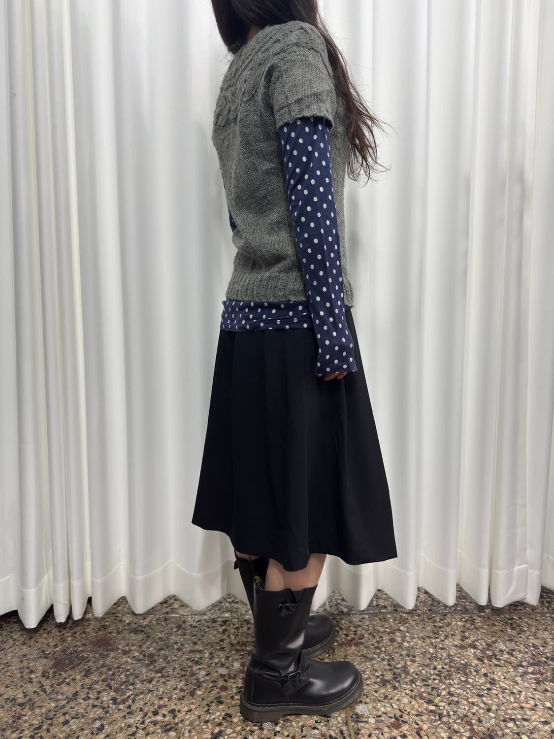 gray mori button knit top 상품이미지5