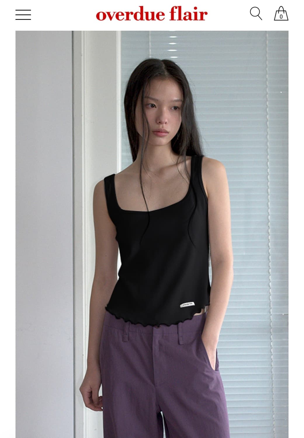 오버듀플레어) Ribbed Square Neck Sleeveless BK 상품이미지1