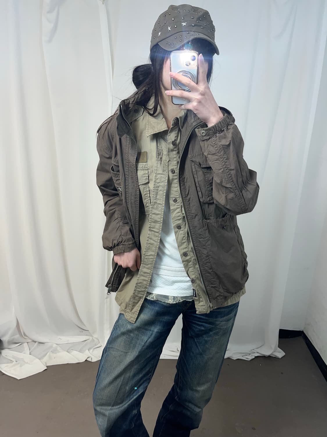 Y2K 브라운 유틸리티 자켓 상품이미지4