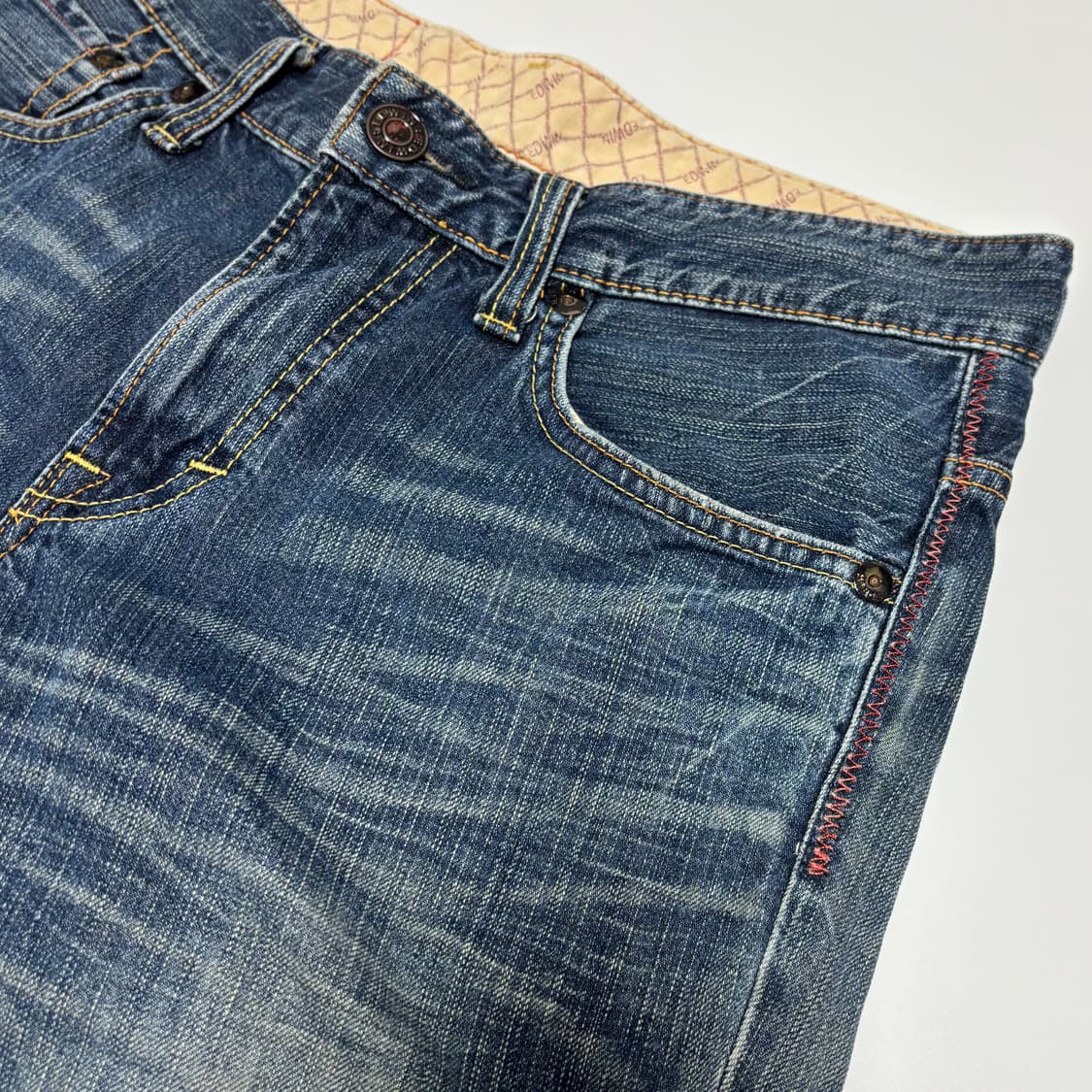 에드윈(EDWIN) 빈티지 워싱 데님 하프 팬츠 상품이미지5