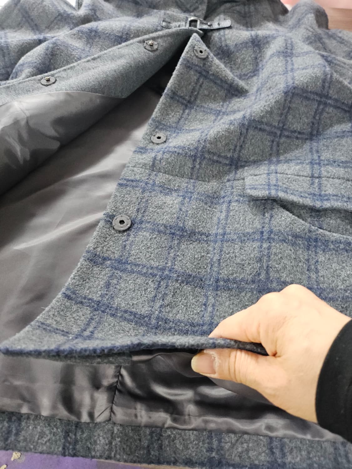 앤디스클라인  체크 울 알파카 코트  M 상품이미지4