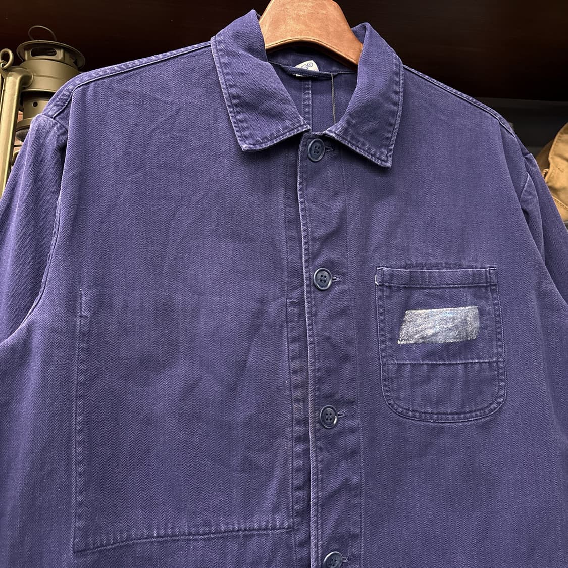 70~80s 오리지널 프렌치 워크 자켓 와이드 헤링본 트윌 N801 상품이미지3