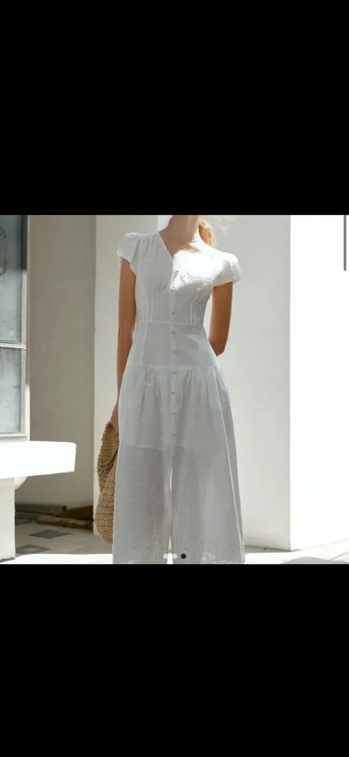 르니나 퍼프 슬리브 드레스 화이트 s 새상품 롱원피스 상품이미지3