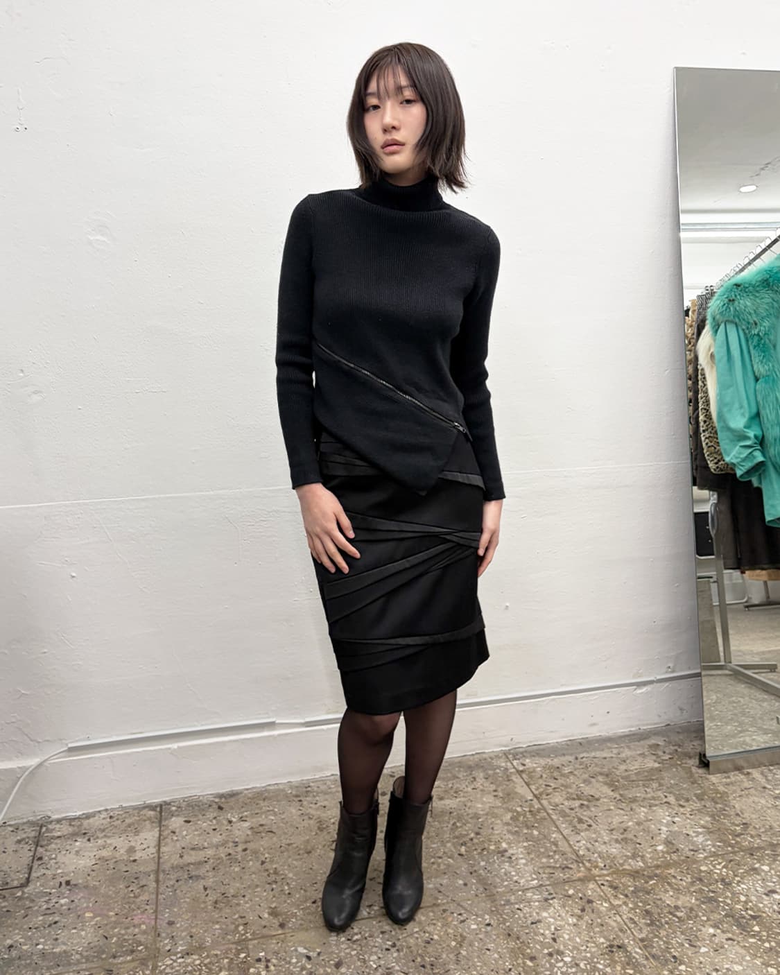 빈티지 지퍼 디테일 리브드 니트 상품이미지6