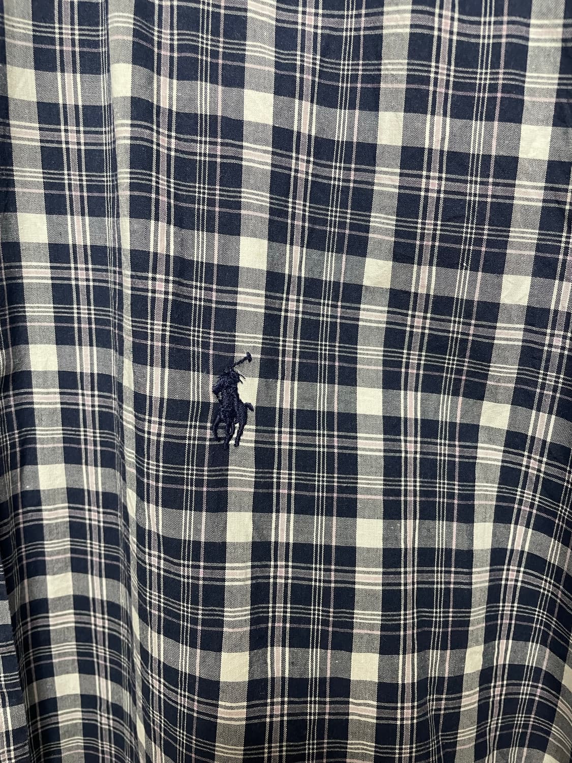 no.201 폴로 랄프로렌 타탄체크 블루 반팔 셔츠 xxl 상품이미지3