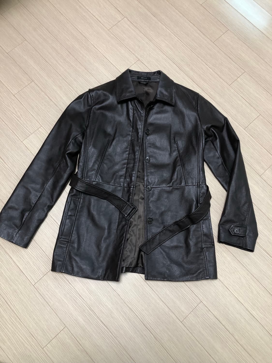 L 히든버튼 돼지가죽 자켓 벨트포함 상품이미지1