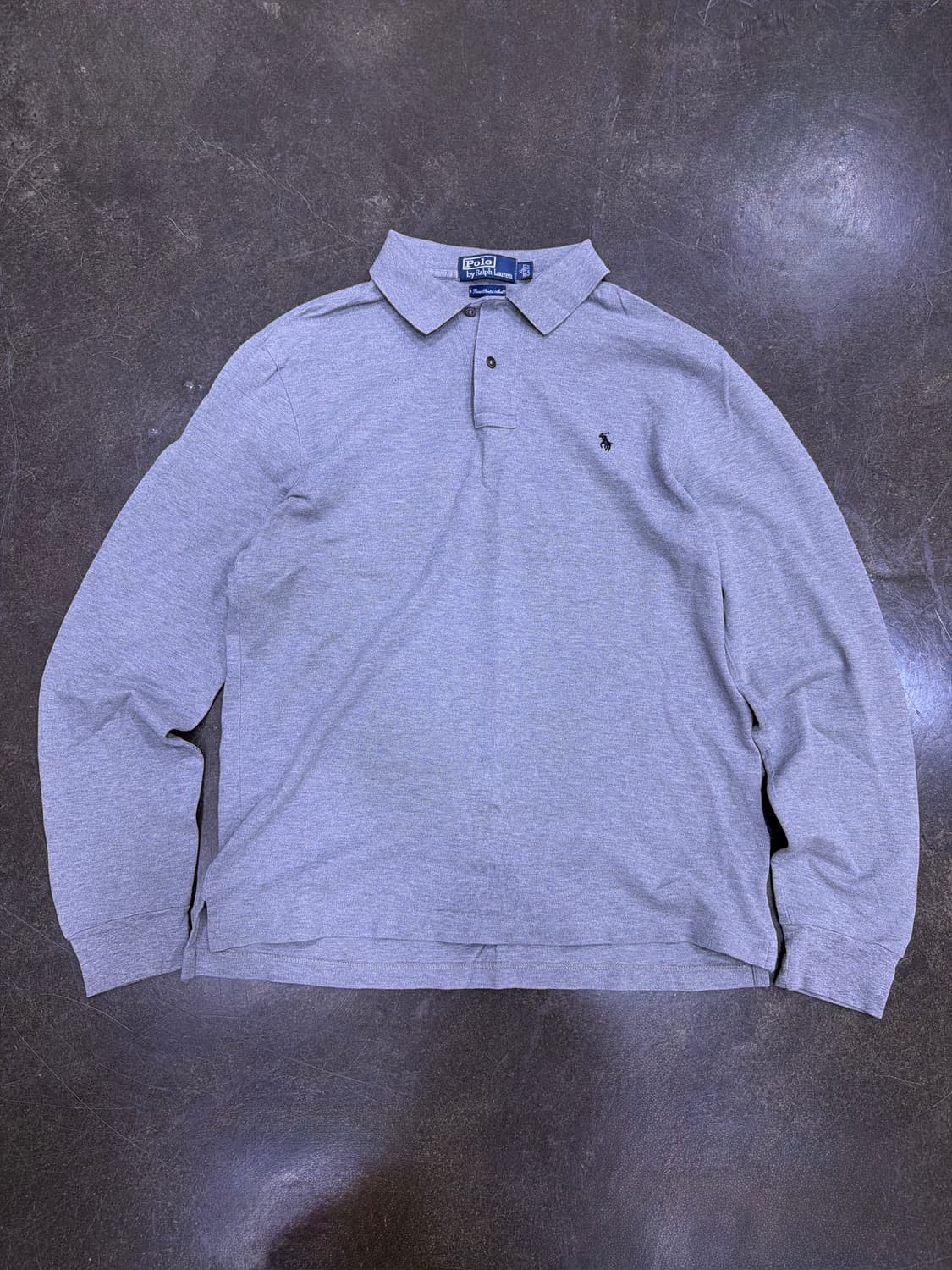 폴로 랄프로렌 슬림핏 카라넥 pkt 폴로셔츠 긴팔티 그레이 XL 상품이미지1