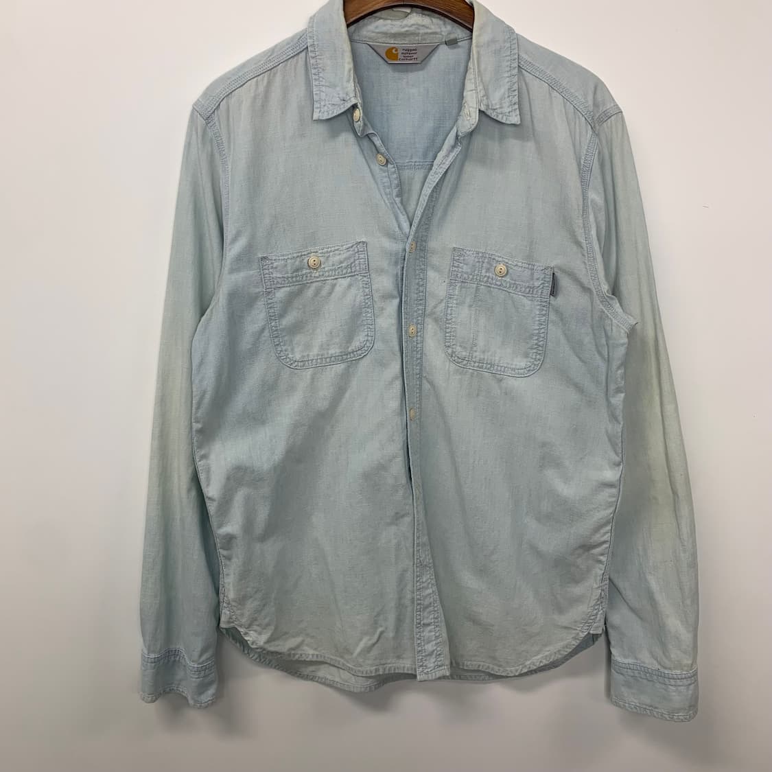 칼하트 포켓 연청 워싱 데님 셔츠 상품이미지2