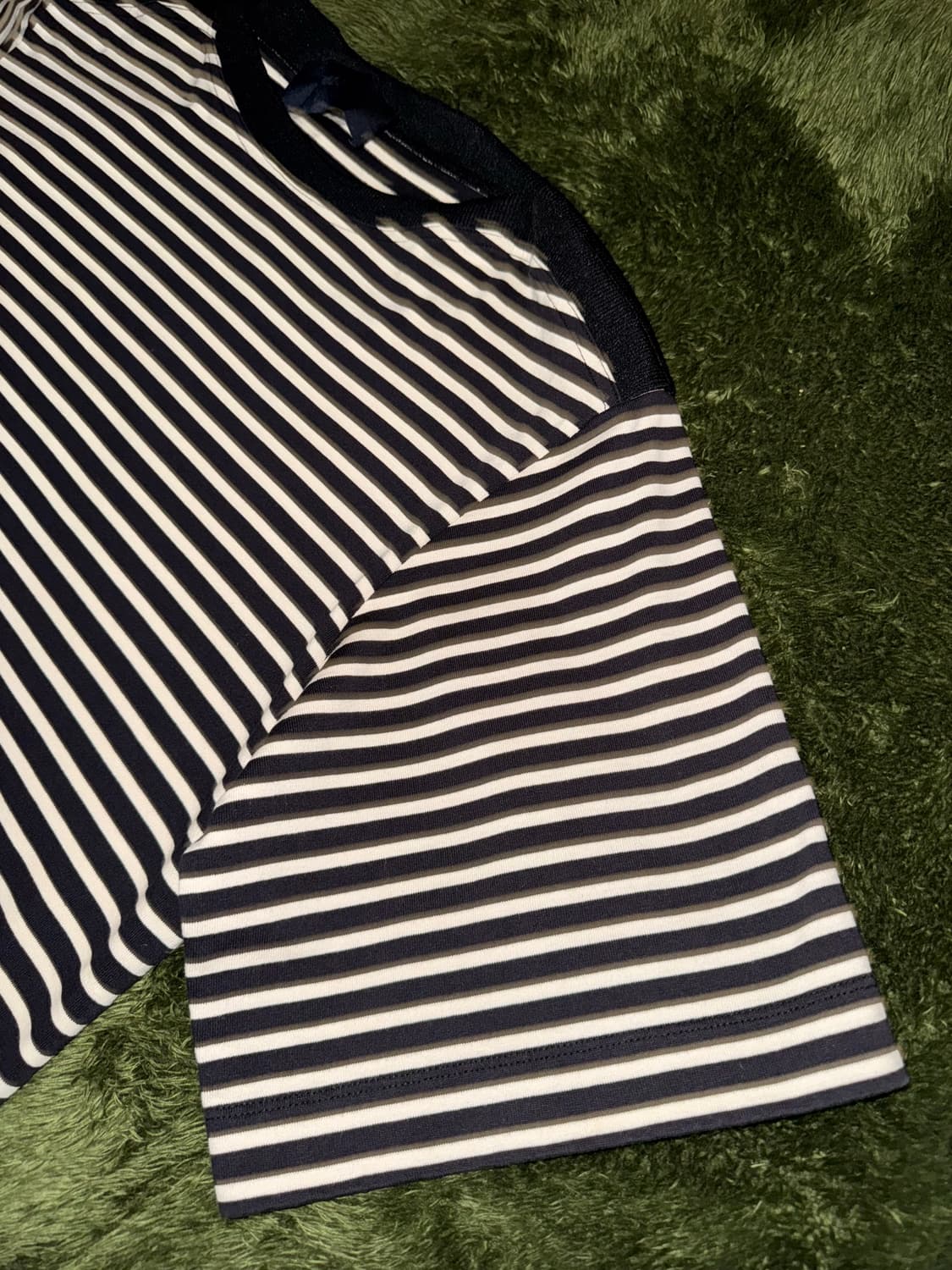 [46] 준지 스트라이프 세미 보트넥 스플릿 햄 티셔츠 상품이미지4