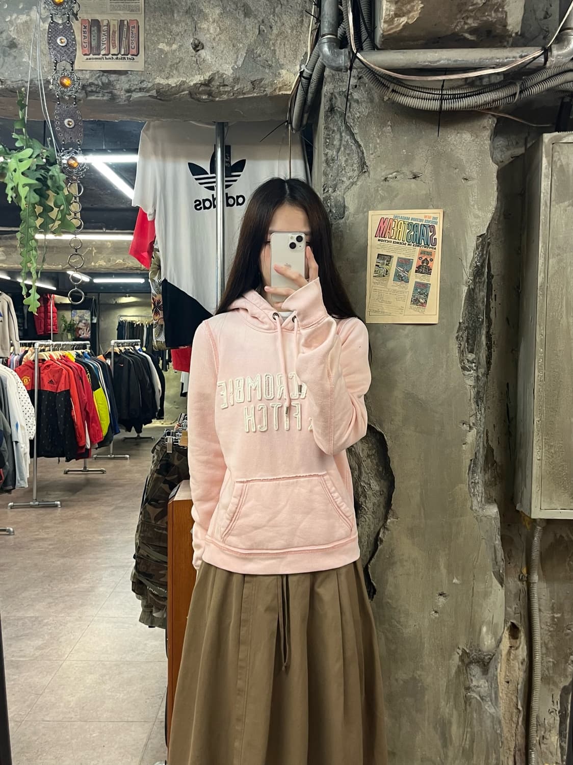 아베크롬비 후드티 연핑크 L #csz1674 상품이미지2
