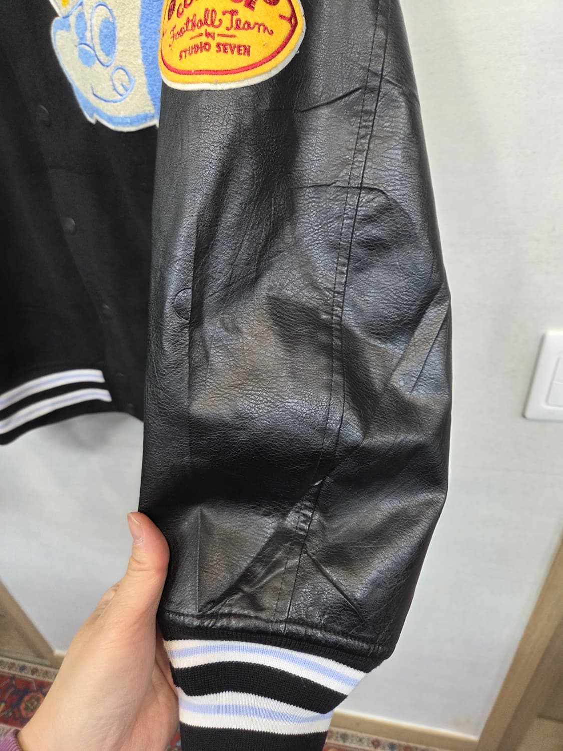 Gu by 스튜디오 세븐 울 레더 바시티자켓 s 상품이미지6