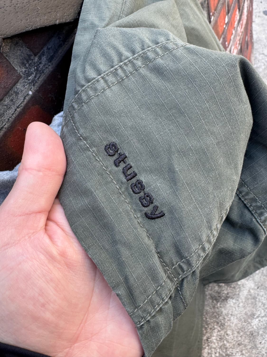 90s 스투시 카키 후드 풀오버  상품이미지10