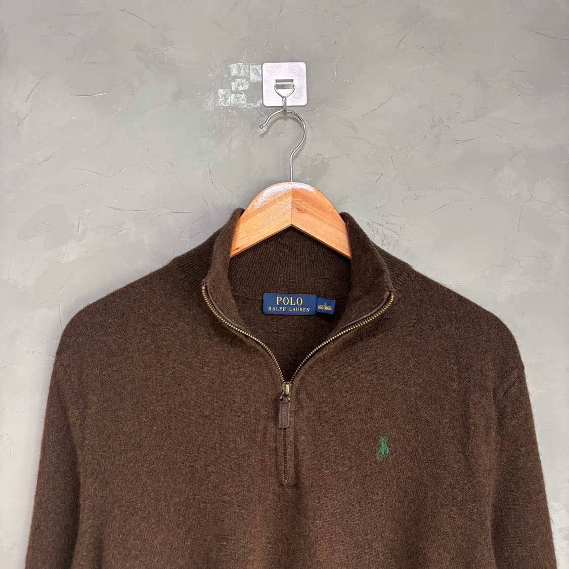 폴로 랄프로렌 울 니트 반집업 브라운 상품이미지2