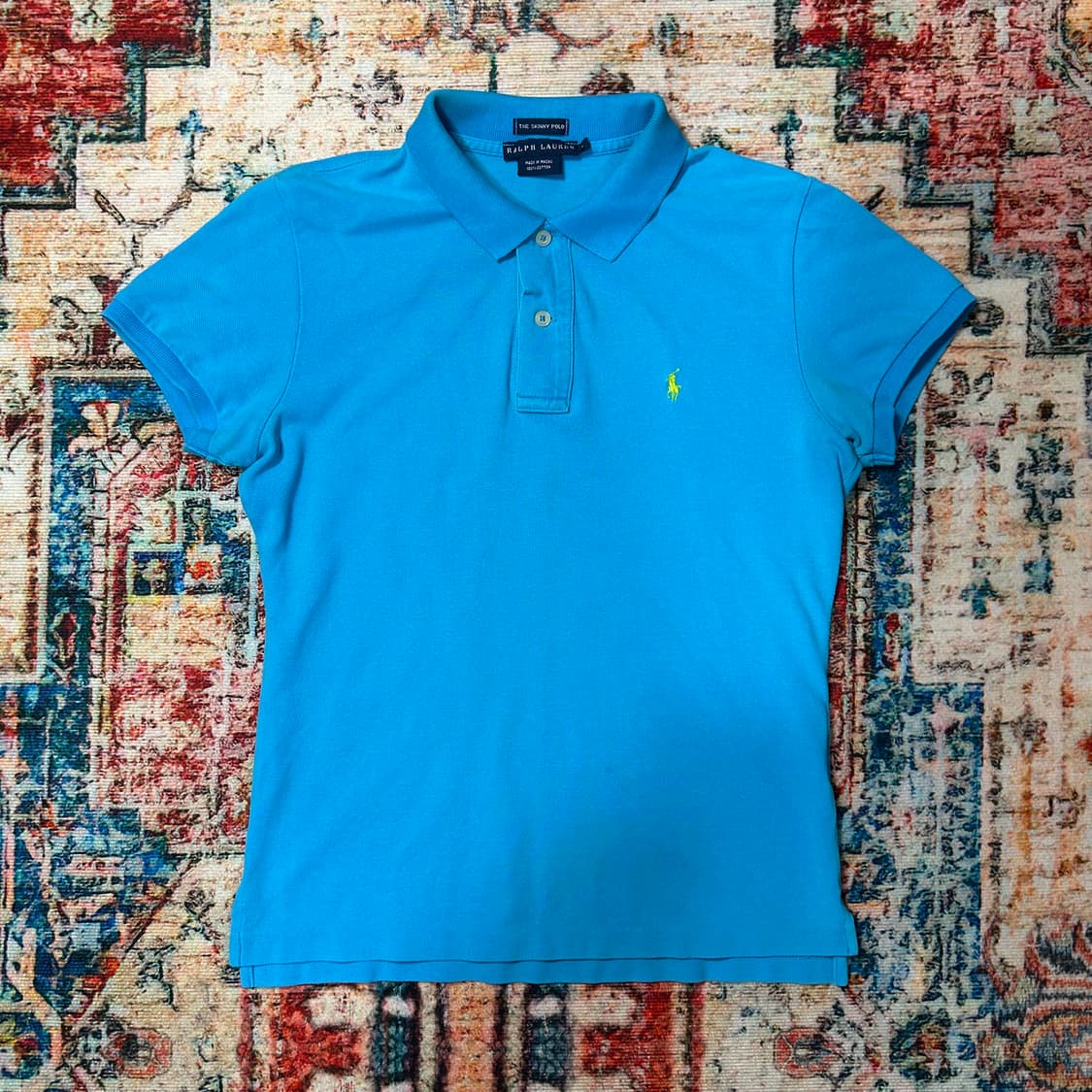 [M] 폴로 랄프로렌 스키니 핏 스카이 블루 포니로고 카라 반팔 상품이미지1
