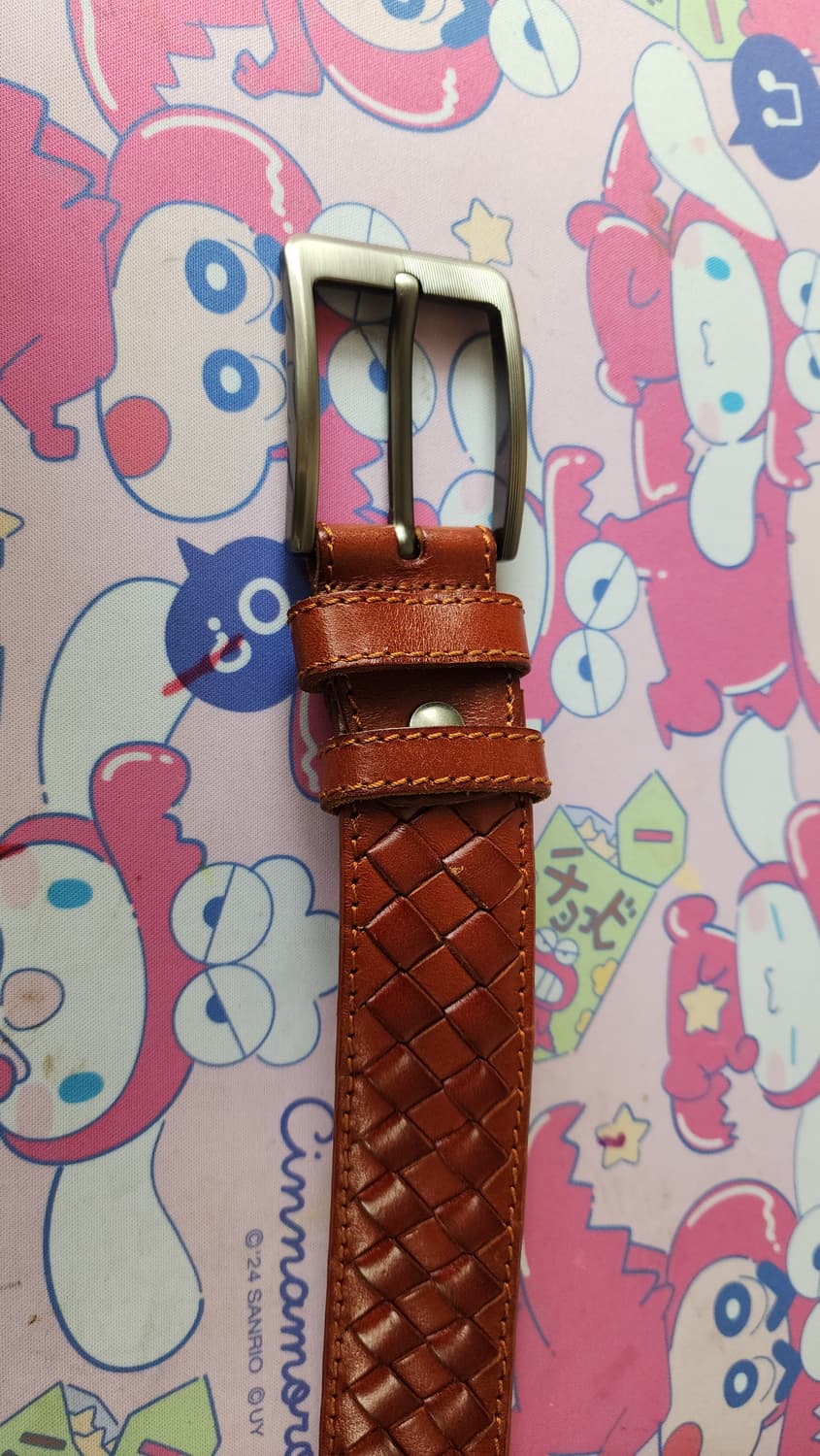 이태리 통가죽 위빙 벨트 브라운 상품이미지3