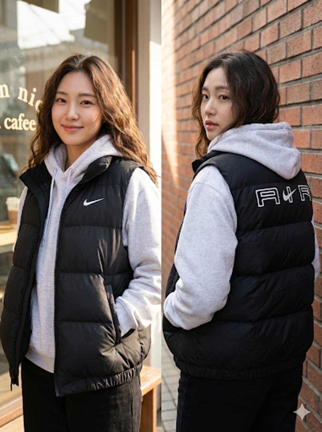 [나이키] 올드스쿨 에어 빅로고 자수 블랙 패딩 조끼 베스트 XL 모자x 상품이미지3