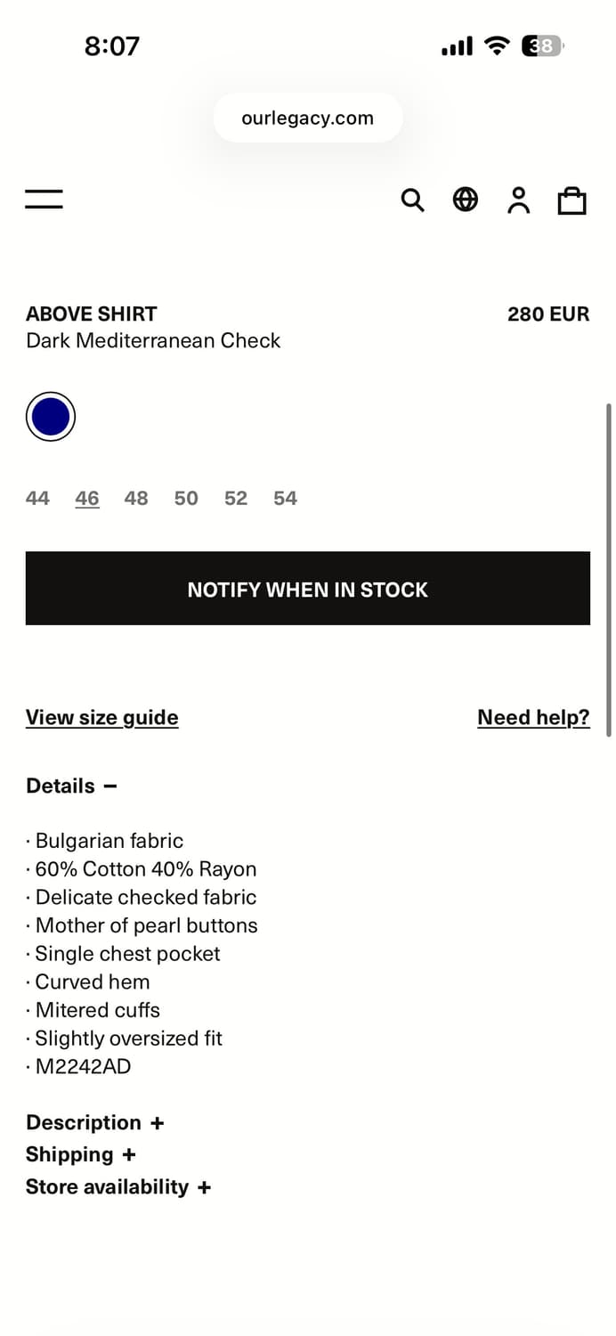 아워레가시 above 셔츠 46 상품이미지9