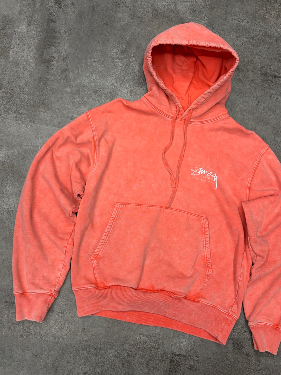 스투시 스펠아웃 워싱 후드티 코랄 상품이미지2