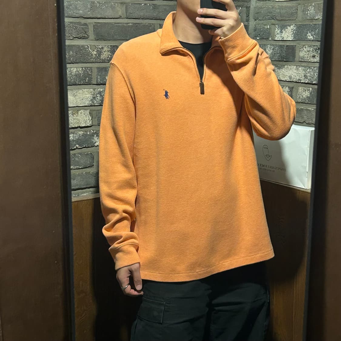 L) 폴로 랄프로렌 반집업 풀오버 코튼 니트 주황 오렌지 상품이미지8
