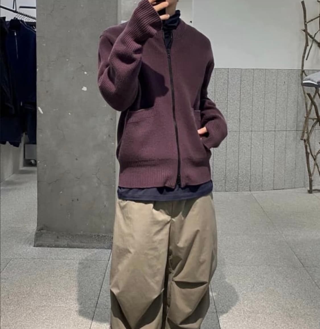 해칭룸 밀 가디건 플럼 상품이미지1