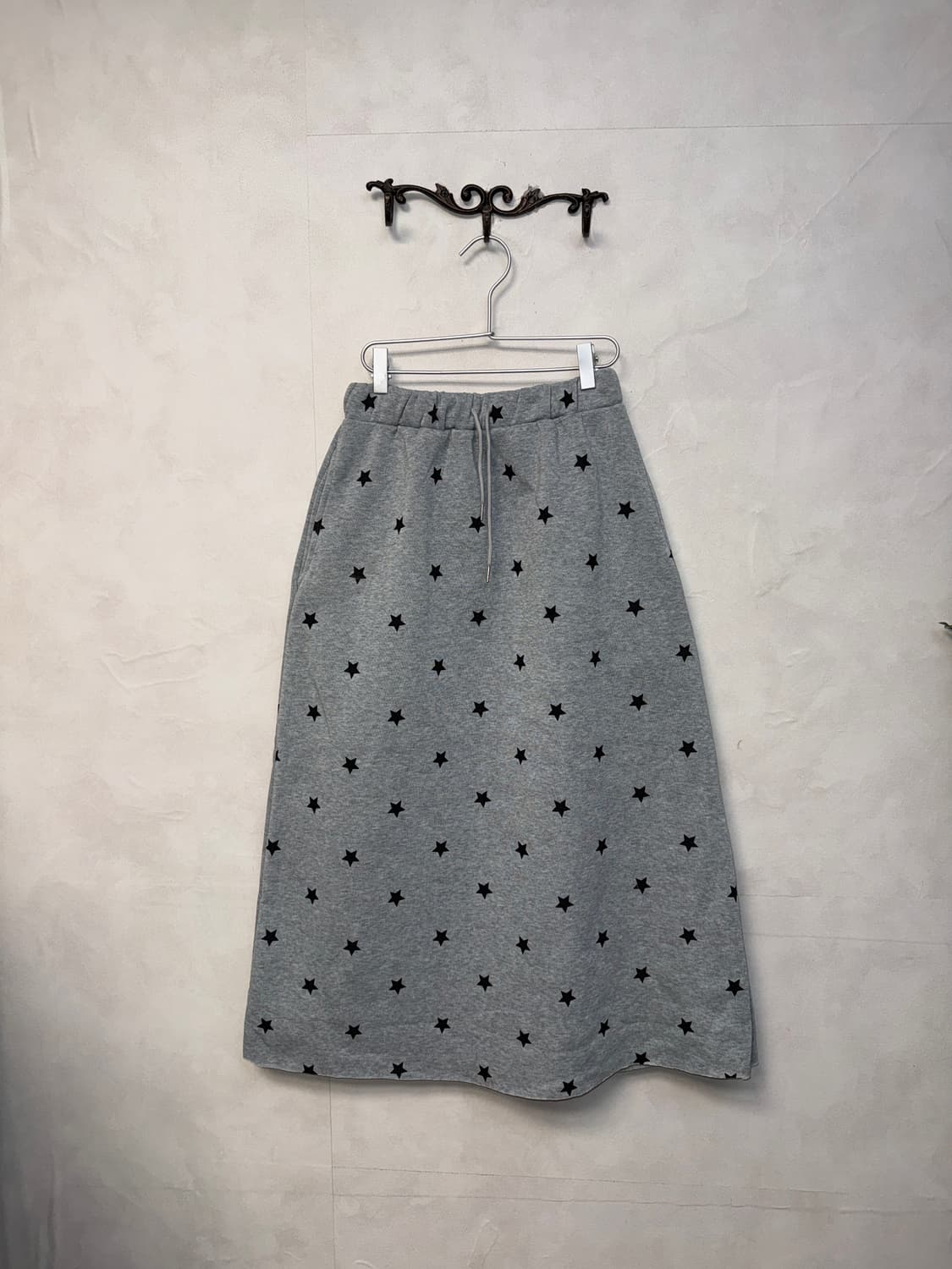 Gray star pattern banding maxi skirt  상품이미지1