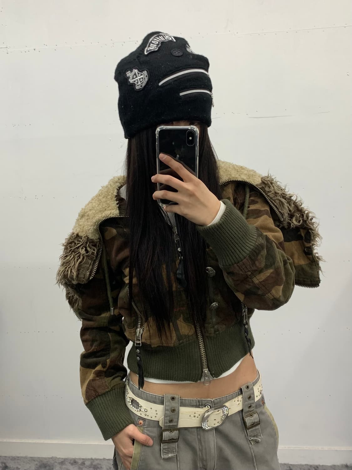 펑크 y2k 지퍼 패치 비니 상품이미지1