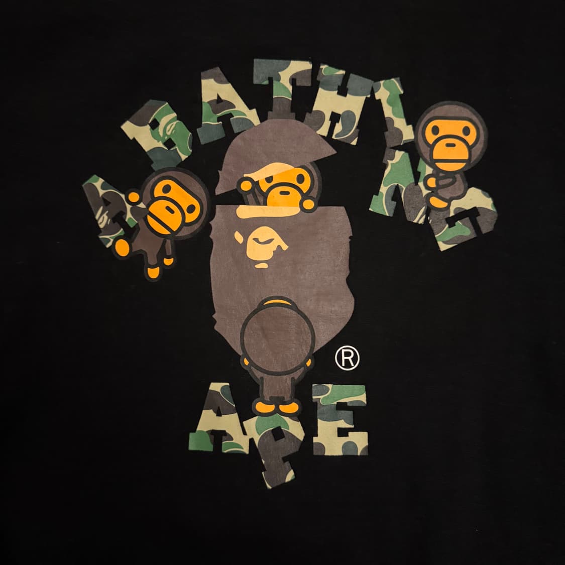 베이프 ABC 카모 컬리지 마일로 티셔츠 블랙 그린 상품이미지9