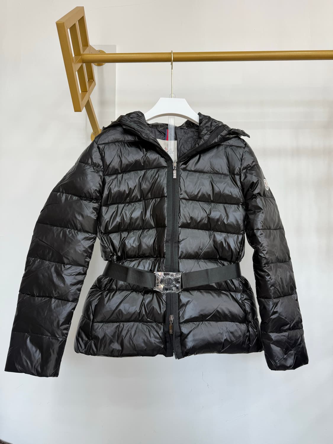 블랙 여성 오리털 패딩 벨티드 자켓 44~66 상품이미지2