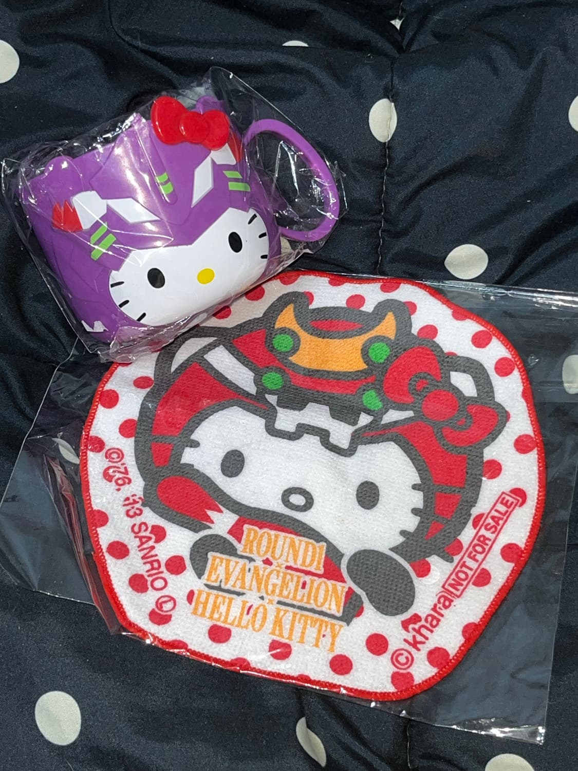 에반게리온 x 헬로키티 초호기 컵 2호기 미니 타올 일괄 상품이미지1