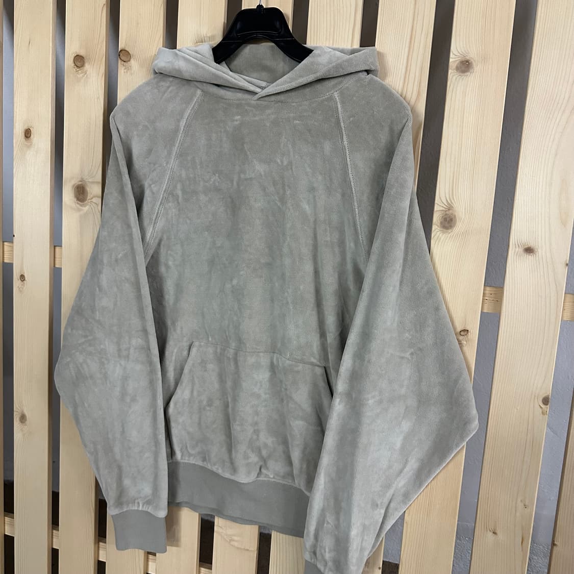 (S) 피어오브갓 에센셜 베이지 벨벳 래글런 후드티 상품이미지3