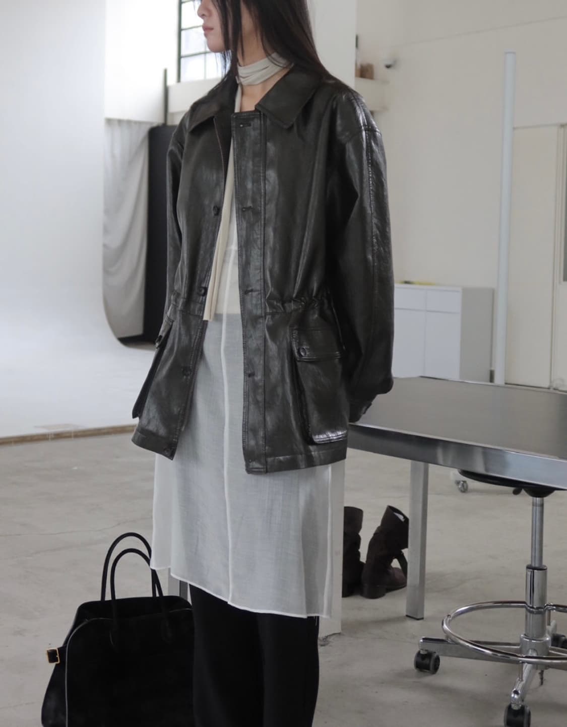 미트미 레더 자켓 야상 상품이미지1