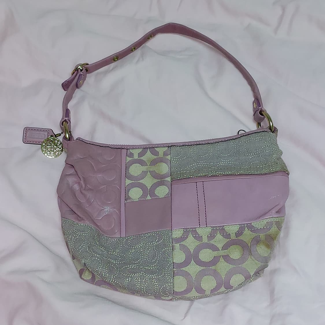 코치 빈티지 y2k 갸루 패치워크 핑크 숄더백 상품이미지2