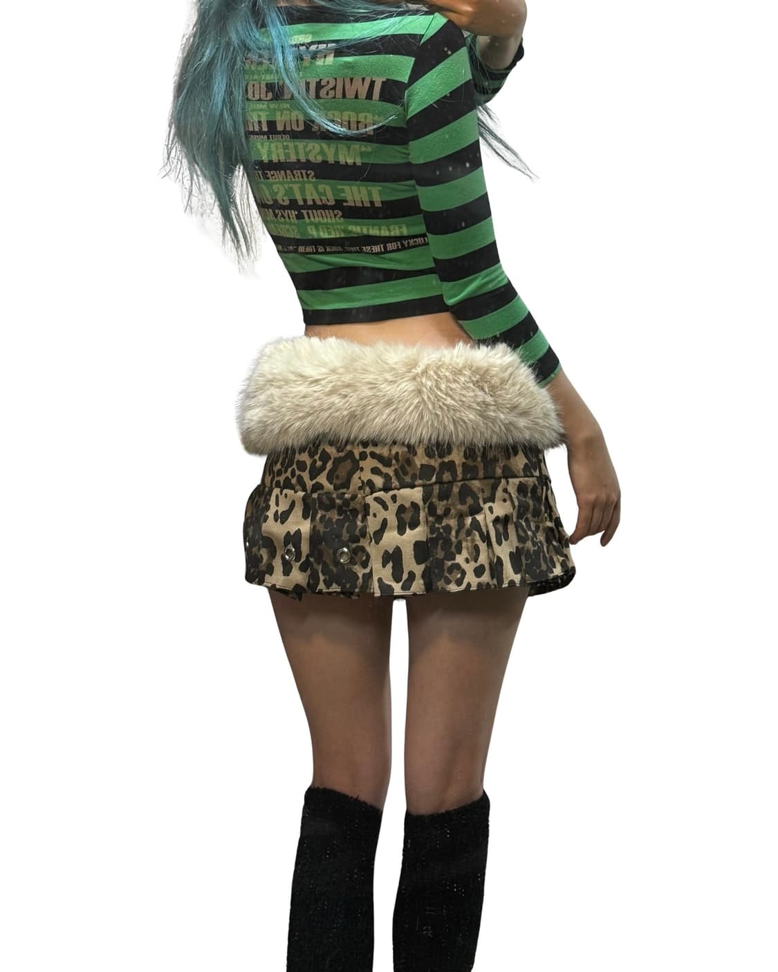 갸루 호피 퍼 스커트 상품이미지4