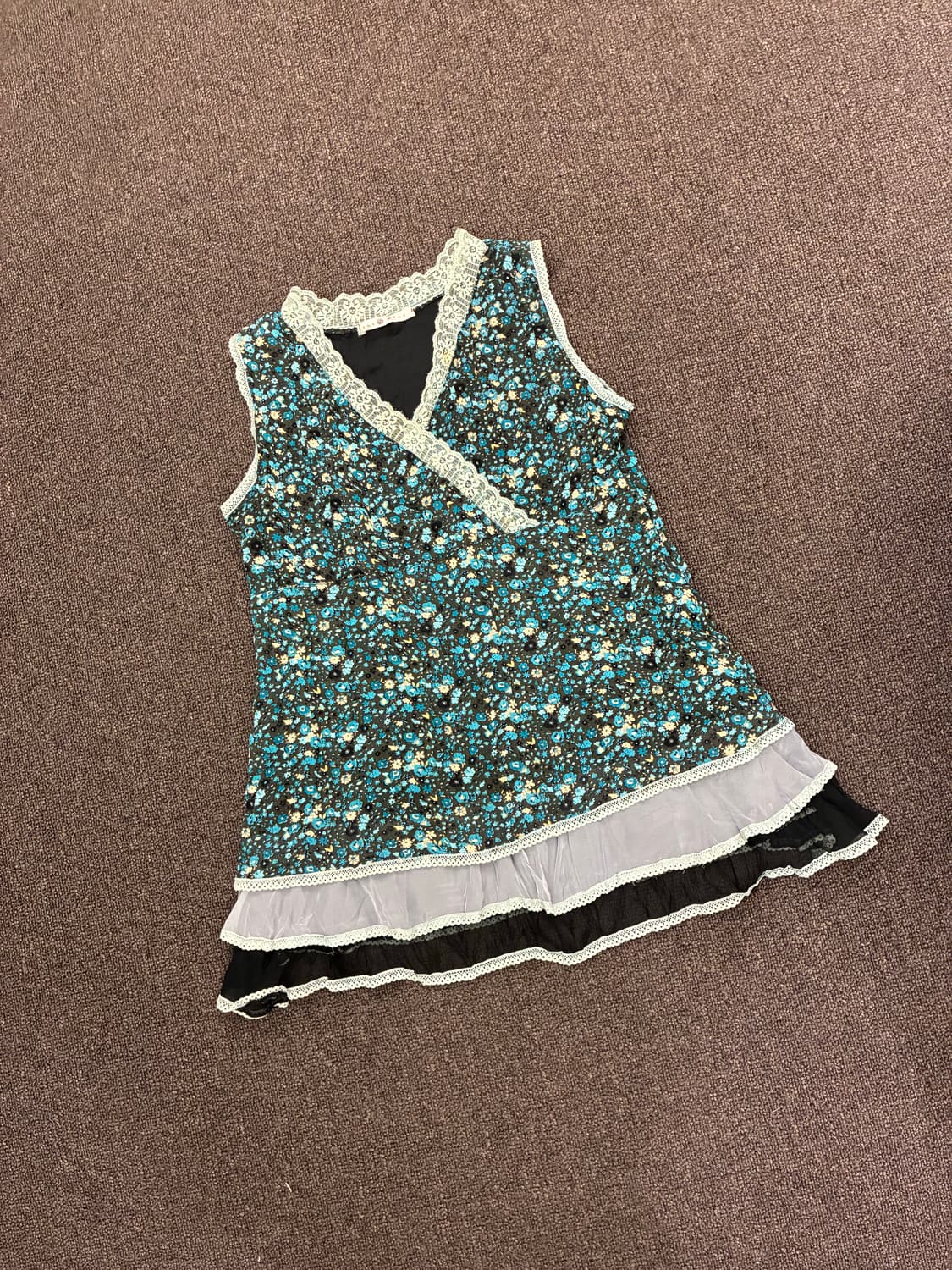 M)Japanese vintage 여성 꽃무늬 레이스 디테일 나시 상품이미지2