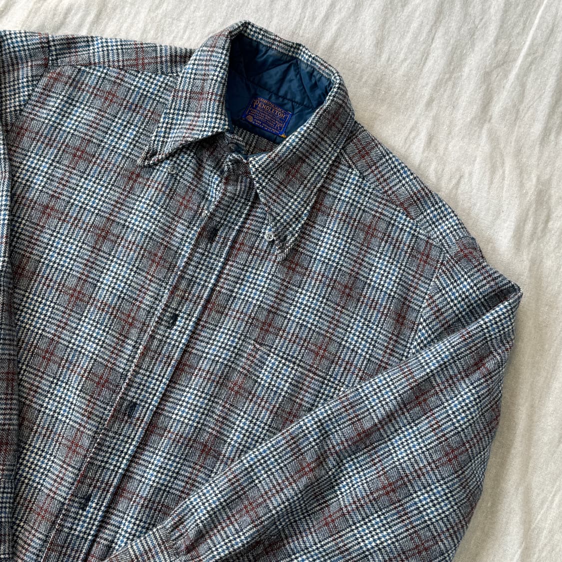펜들턴 80s 배색 울 그레이 체크셔츠 L 상품이미지2