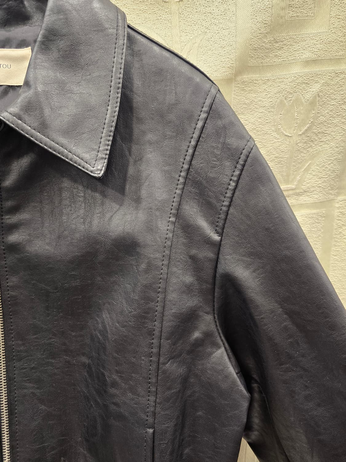 거의새거) 아카이브제이투유 블랙 레더 블루종 가죽자켓 상품이미지5