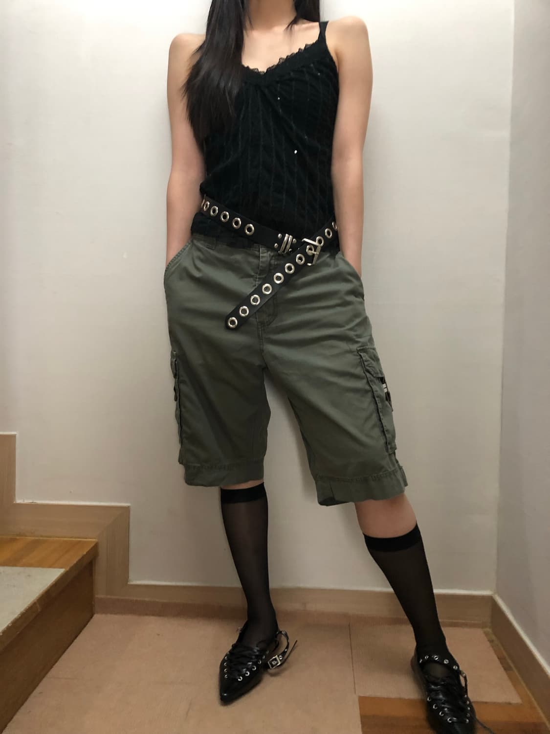 빈티지 카키 카고 팬츠 상품이미지3