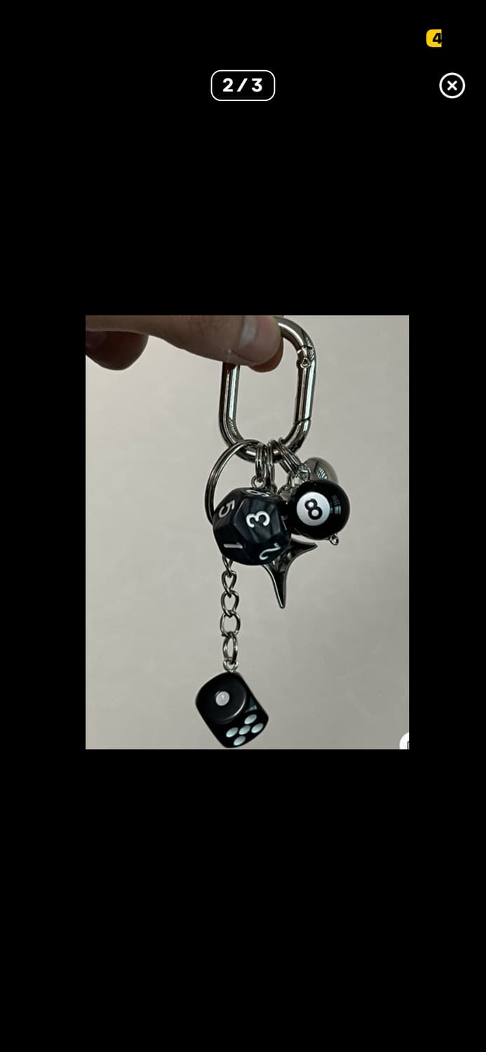 스투시 다이스 주사위 키링 포켓볼 당구공 열쇠고리 블랙 상품이미지1