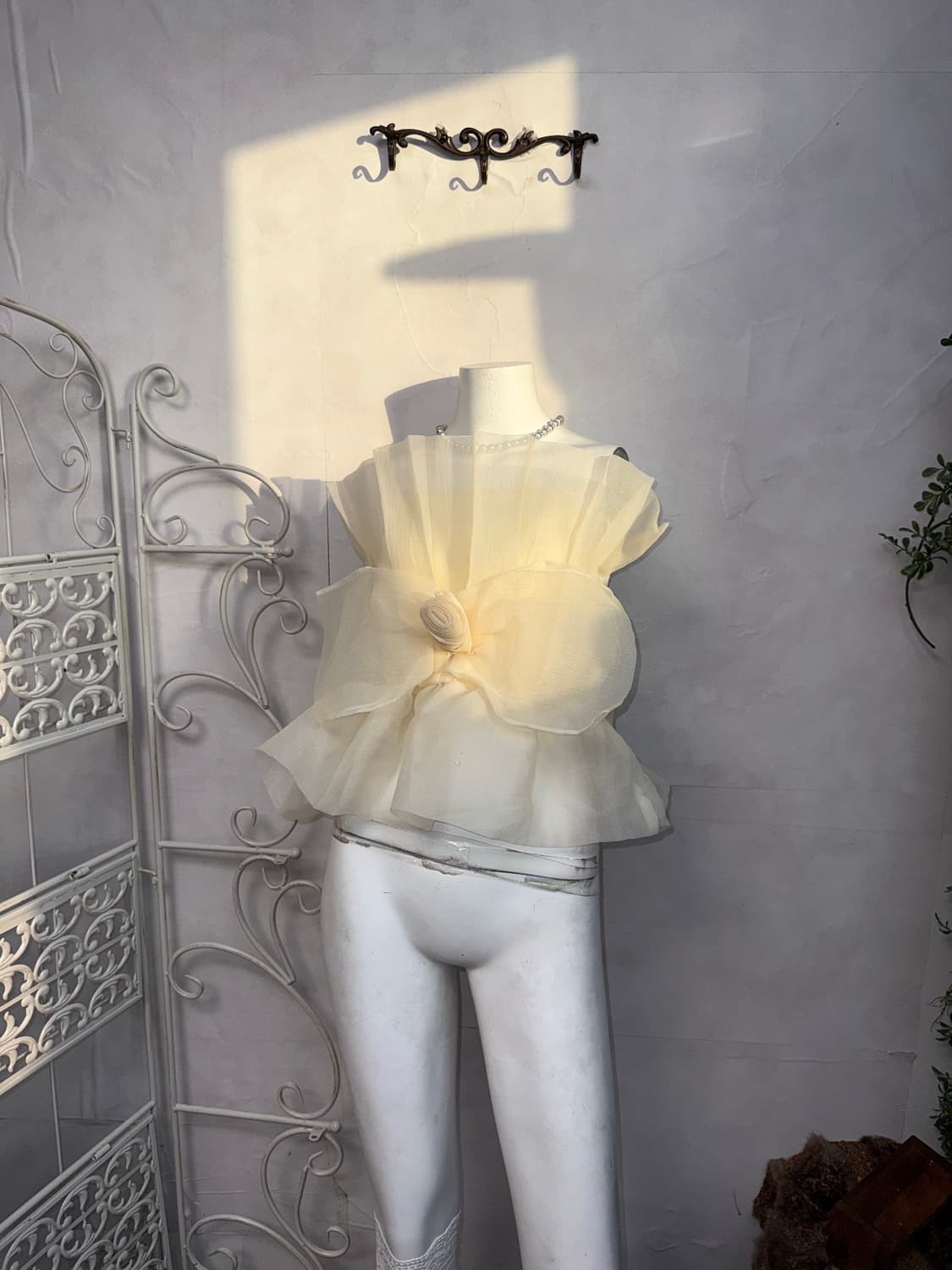 Ivory organza rose corset tube top 상품이미지5