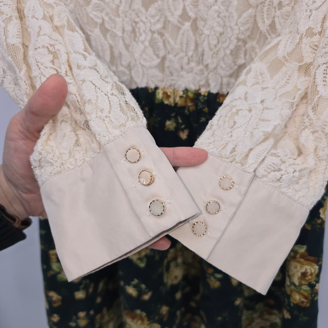 axes femme 레이스 플라워 빈티지 원피스 상품이미지3