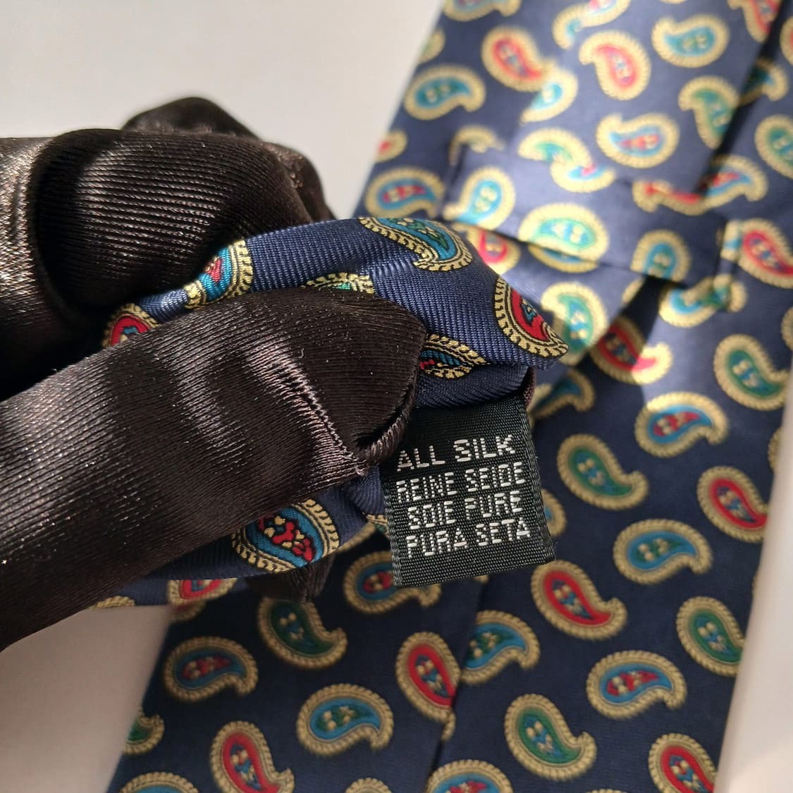 버버리 실크 네이비 페이즐리 넥타이 9.5cm A~B등급 E742 상품이미지9